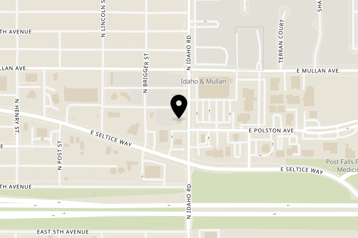 Map showing the location of Jefe's Tacos + Tequila on 761 N Idaho St in Post Falls